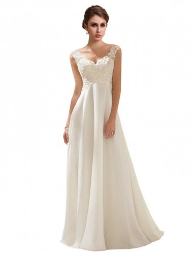 Shop V-Neck Lace Wedding Dress On Chiffon Ottawa