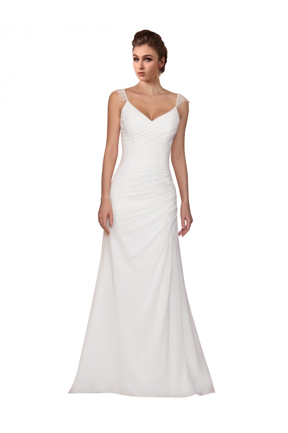 Shop V-Neck Sheath Chiffon Wedding Dress with Straps Ottawa