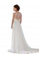 Shop Illusion Neck A-Line Chiffon Beach Wedding Dress with Lace Halter Neckline Ottawa
