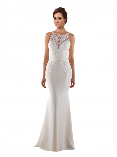 Shop Modern High Neck Sheath Wedding Dress with Lace Bodice Ottawa