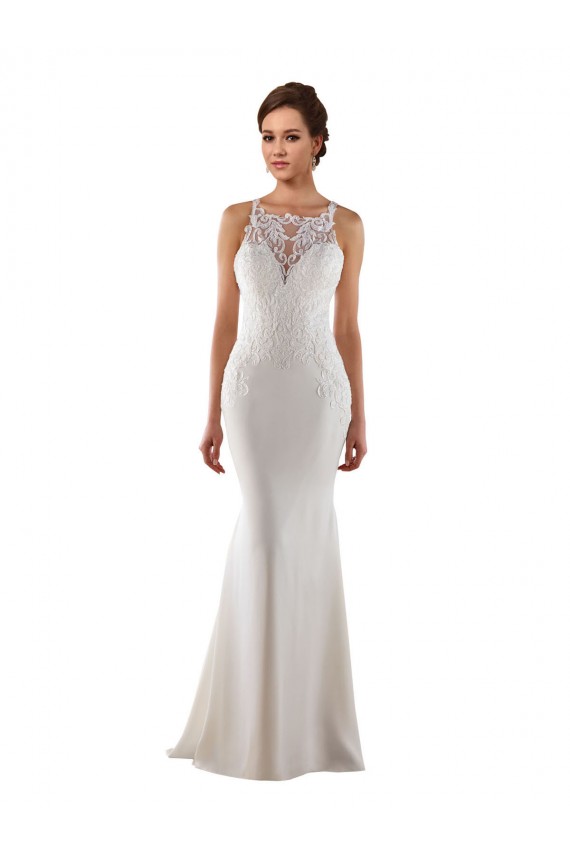 Shop Modern High Neck Sheath Wedding Dress with Lace Bodice Ottawa