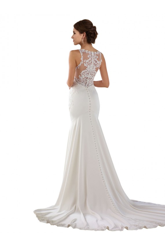 Shop Modern High Neck Sheath Wedding Dress with Lace Bodice Ottawa