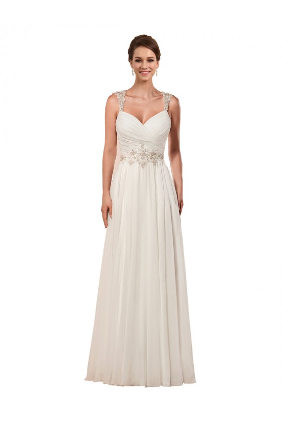 Shop Sweetheart A-Line Chiffon Wedding Dress with Beaded Shoulder Straps Ottawa