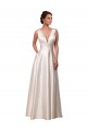 Shop Deep V-Neck A-Line Satin Wedding Dress with Pockets Ottawa