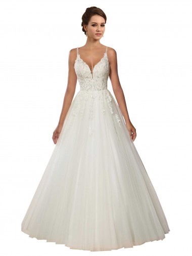 Shop Modern Spaghetti Straps Ball Gown Tulle Wedding Dress with Lace Bodice Ottawa