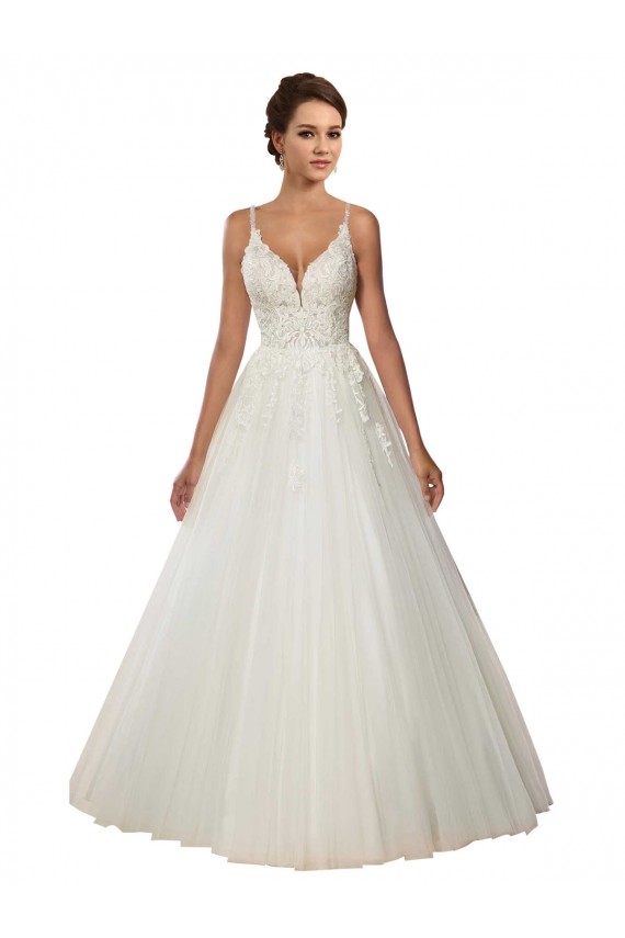 Shop Modern Spaghetti Straps Ball Gown Tulle Wedding Dress with Lace Bodice Ottawa