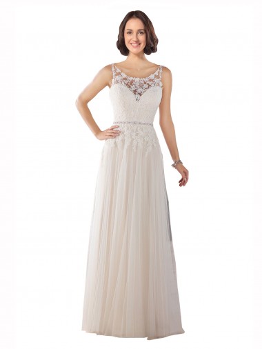 Shop High Lace Neck Illusion Back Tulle Boho Wedding Dress Ottawa
