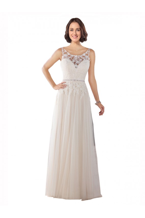 Shop High Lace Neck Illusion Back Tulle Boho Wedding Dress Ottawa