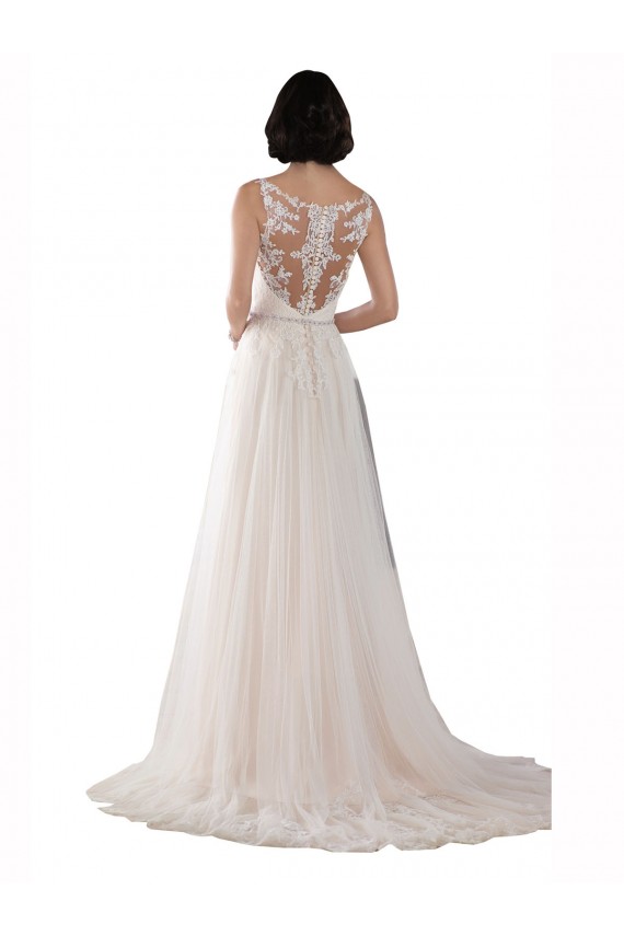 Shop High Lace Neck Illusion Back Tulle Boho Wedding Dress Ottawa