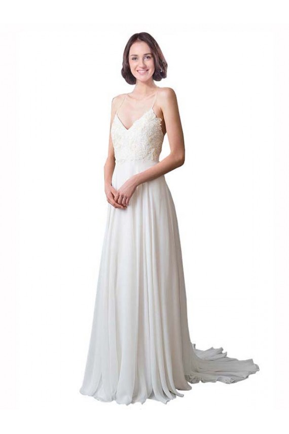 Shop Spaghetti Straps V-Neck A-Line Chiffon Beach Wedding Dress Ottawa