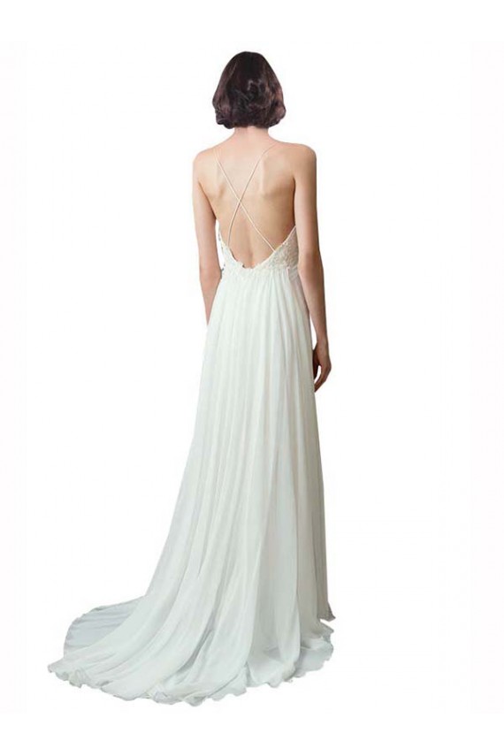 Shop Spaghetti Straps V-Neck A-Line Chiffon Beach Wedding Dress Ottawa