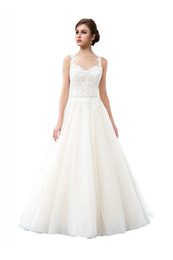 Shop Illusion Neck A-Line Tulle Beach Wedding Dress with Lace Bodice Ottawa