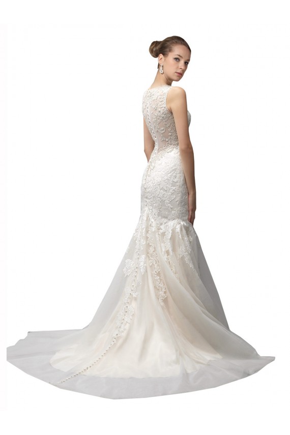 Shop Illusion High Neck Mermaid Lace Wedding Dress Ottawa