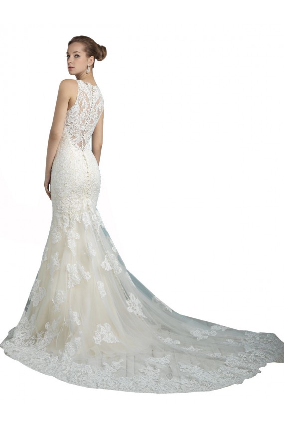 Shop Deep Illusion Neck Mermaid Tulle Beach Wedding Dress with All Over Lace Ottawa