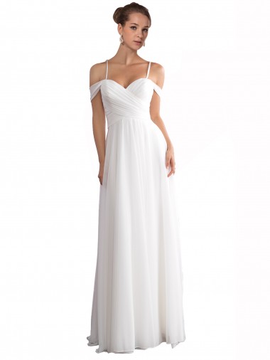 Shop Off the Shoulder A-Line Ruched Chiffon Beach Wedding Dress Ottawa