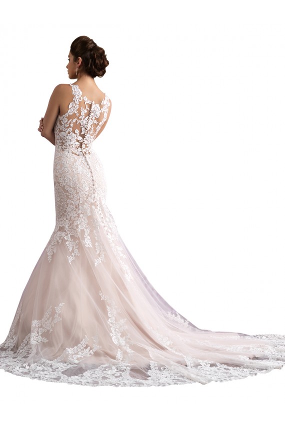 Shop Illusion Neck Fit and Flare Tulle Wedding Dress with All Over Lace Ottawa