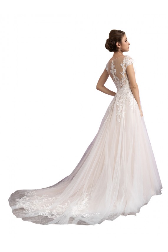 Shop Illusion Cap Sleeves A-Line Tulle Beach Wedding Dress with Lace Bodice Ottawa