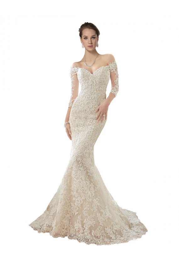 Shop Long Sleeves Off the Shoulder Trumpet Lace Wedding Dress Ottawa