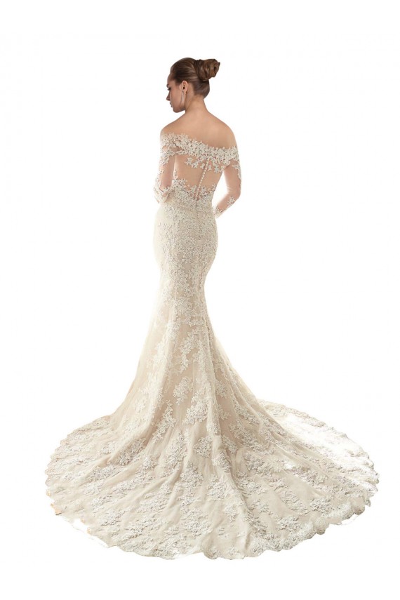 Shop Long Sleeves Off the Shoulder Trumpet Lace Wedding Dress Ottawa