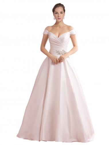 Shop Off the Shoulder Sweetheart Ball Gown Satin Wedding Dress Ottawa