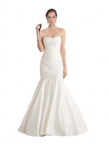 Shop Strapless Mermaid Ruched Satin Beach Wedding Dress with Low Back Ottawa