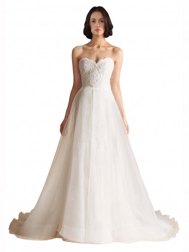 Shop Strapless Sweetheart Lace Bodice A-Line Organza Wedding Dress Ottawa