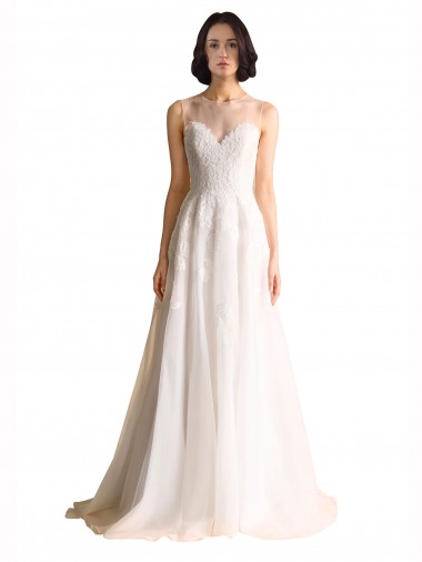 Shop Illusion Neck A-Line Organza Wedding Dress Ottawa