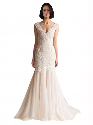 Shop V-Neck Mermaid Tulle Wedding Dress Ottawa