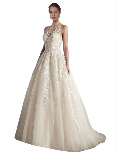 Shop Illusion Neck A-Line Tulle Wedding Dress Ottawa