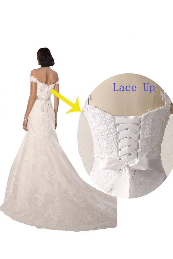 Shop Off the Shoulder Mermaid Lace Beach Wedding Dress with Beaded Belt Ottawa
