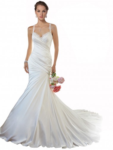 Shop Sweetheart Mermaid Satin Beach Wedding Dress with Illusion Lace Back Ottawa