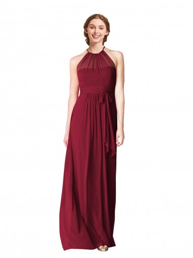 Shop Halter Neck Chiffon Bridesmaid Dress with Shirred Bodice Ottawa