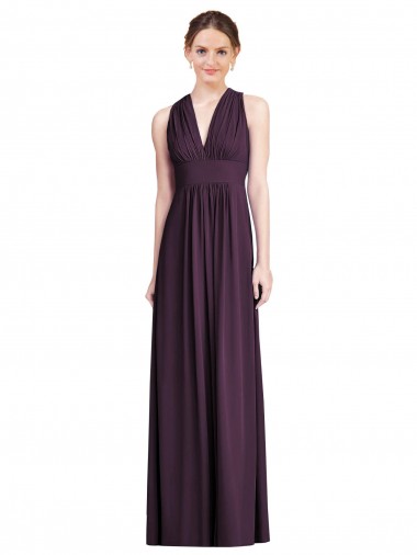 Shop Long Chiffon V-Neck Bridesmaid Dress with Shirred Bodice Ottawa