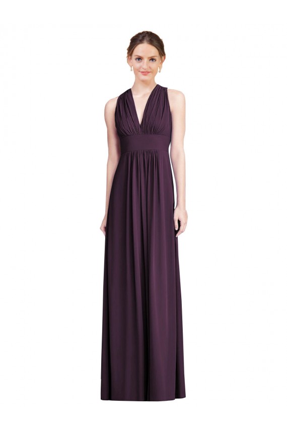Shop Long Chiffon V-Neck Bridesmaid Dress with Shirred Bodice Ottawa