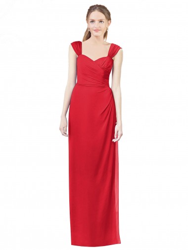 Shop Long Chiffon Bridesmaid Gown with Neckline Straps Ottawa