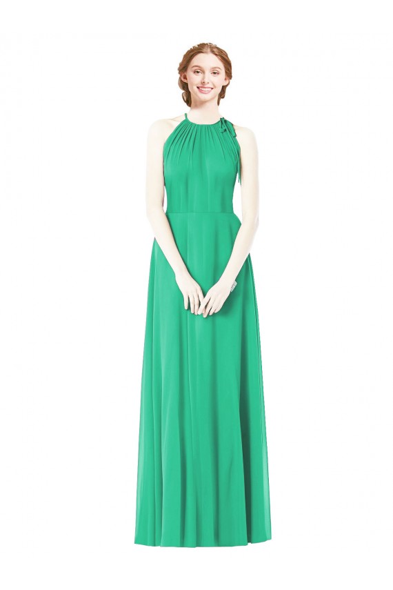 Shop Halter Neckline Long Chiffon Bridesmaid Dress with Side Bow Ottawa