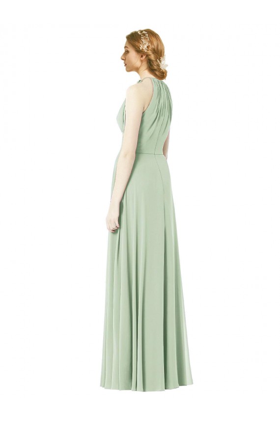 Shop Halter Neckline Long Chiffon Bridesmaid Dress with Side Bow Ottawa