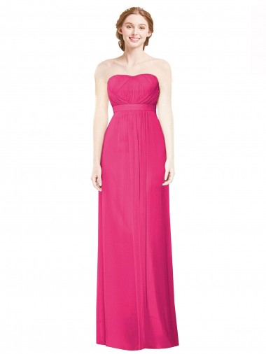 Shop Full Length Strapless Long Chiffon Dress with Waistband Ottawa