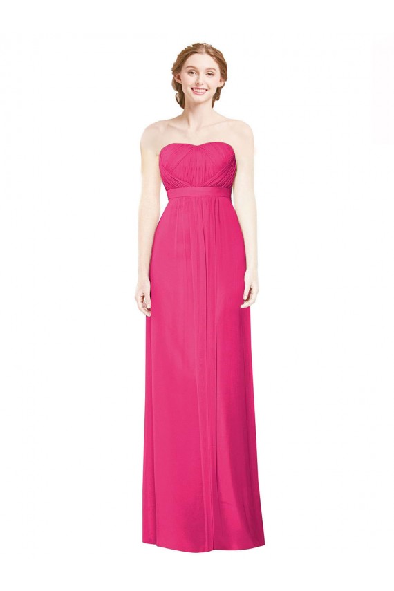 Shop Full Length Strapless Long Chiffon Dress with Waistband Ottawa