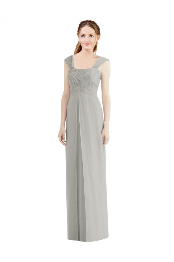 Shop Full Length Lux Chiffon Dress with Draped Bodice And Shirred Straps Ottawa