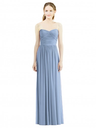 Shop Strapless Long Chiffon Dress with Sweetheart Neckline And Draped Bodice Ottawa