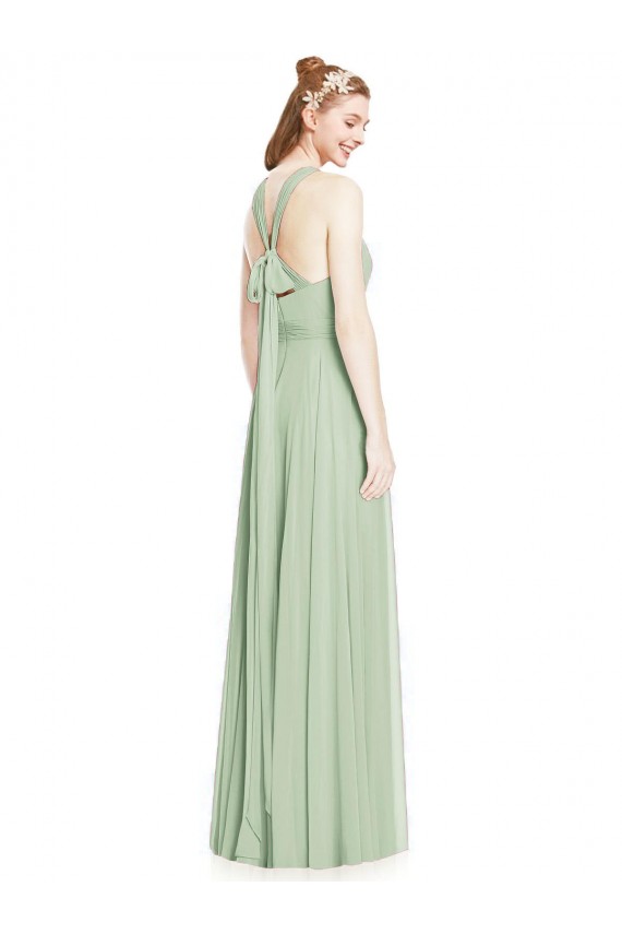 Shop Open Back Halter Chiffon Bridesmaid Dress with Flowy Bow Ottawa