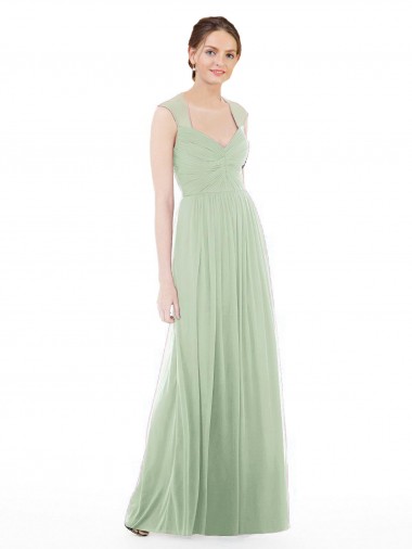 Shop Sheer Back Cap Sleeves Long Chiffon Bridesmaid Dress  Ottawa