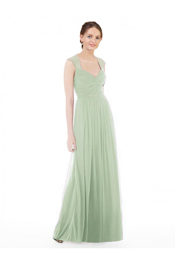 Shop Sheer Back Cap Sleeves Long Chiffon Bridesmaid Dress  Ottawa
