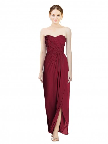Shop Strapless Sweetheart Long Chiffon Bridesmaid Dress Ottawa