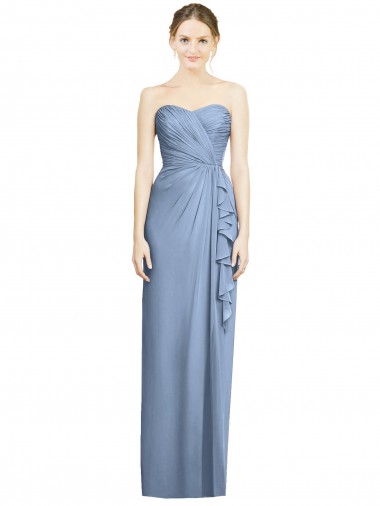 Shop Strapless Full-Length Chiffon Bridesmaid Dress with Front Slit Ottawa