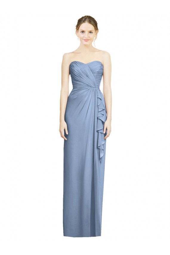 Shop Strapless Full-Length Chiffon Bridesmaid Dress with Front Slit Ottawa