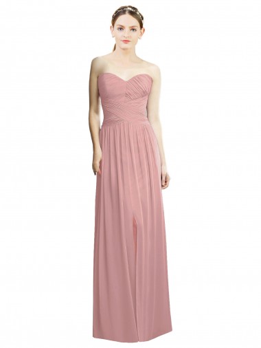 Shop Crossover Draped Sweetheart Chiffon Formal Bridesmaid Dress with Front Slit Ottawa