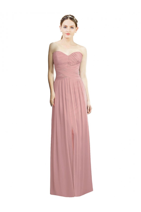 Shop Crossover Draped Sweetheart Chiffon Formal Bridesmaid Dress with Front Slit Ottawa