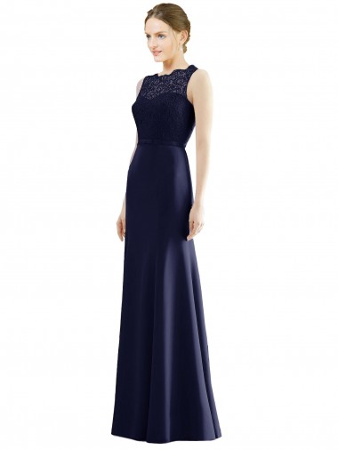 Shop Lace Bodice Open Back Trumpet Chiffon Bridesmaid Dress with Bow Belt Ottawa